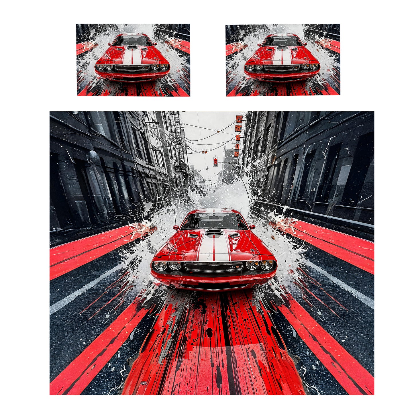 Dodge Challenger Red Duvet Cover Set