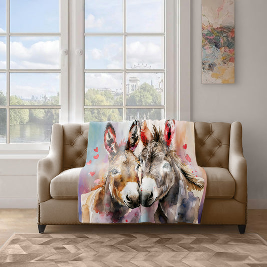 Donkey Love Light Weight Fleece Blanket