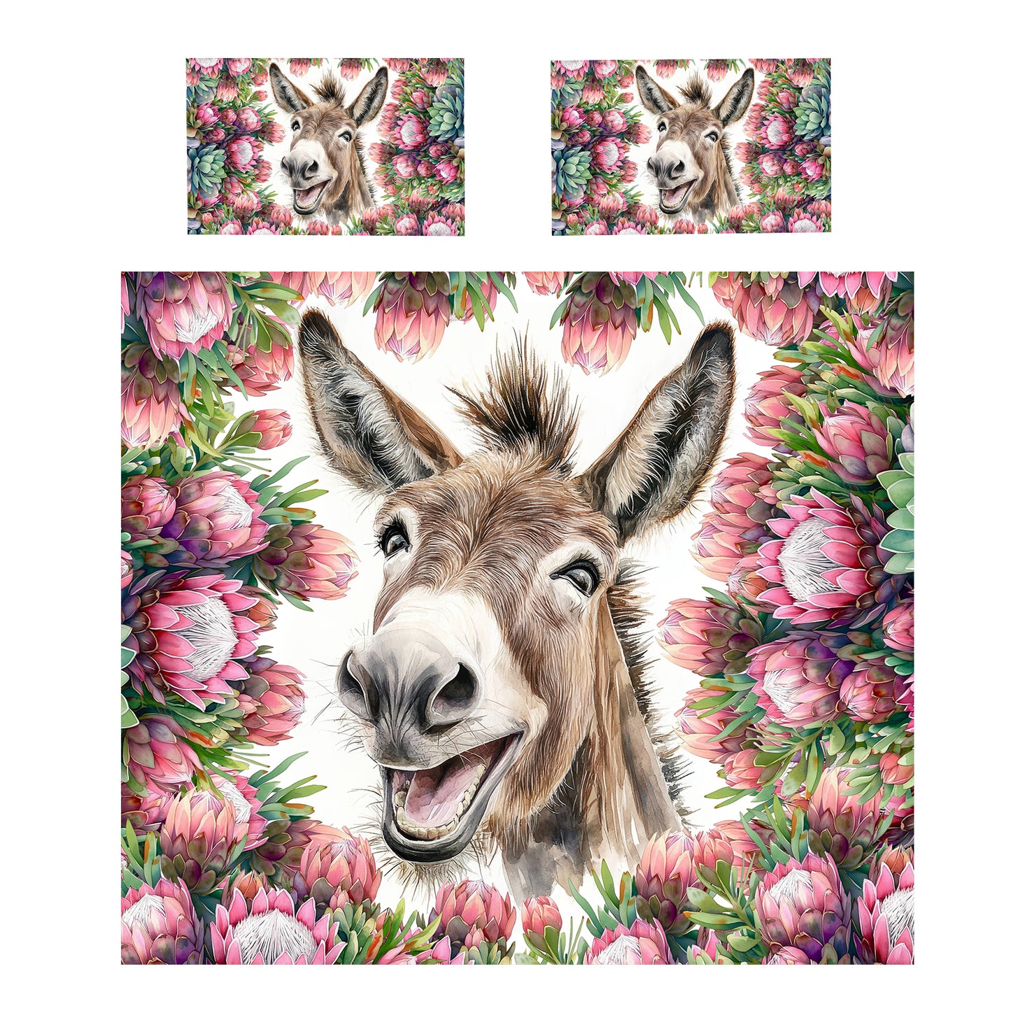 Donkey & Protea Duvet Cover Set by Mark van Vuuren