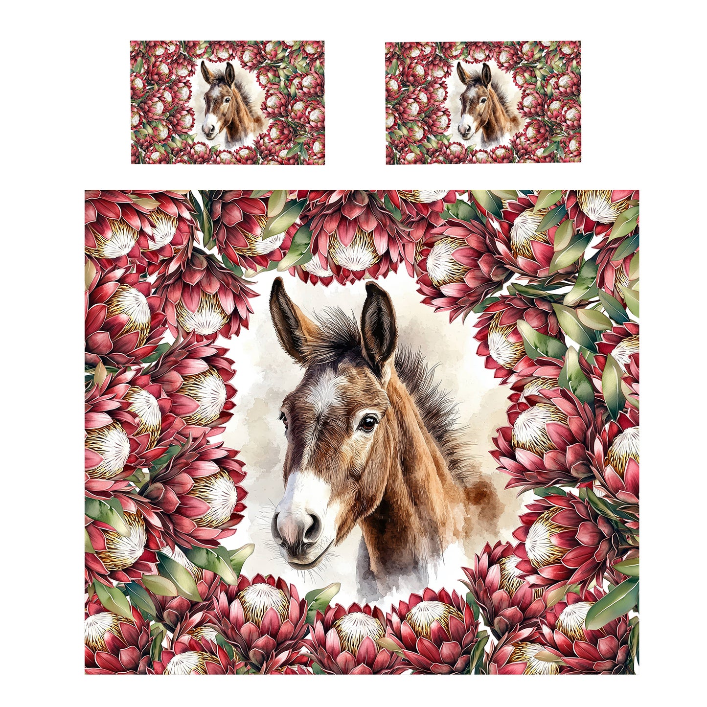 Donkey & Protea Duvet Cover Set by Mark van Vuuren