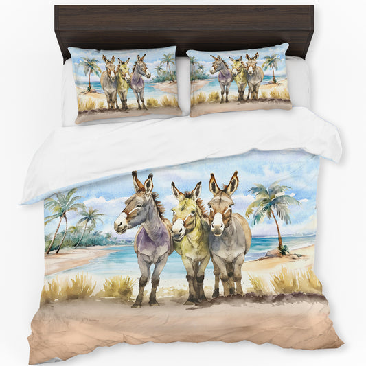 Donkeys On The Beach Duvet Cover Set