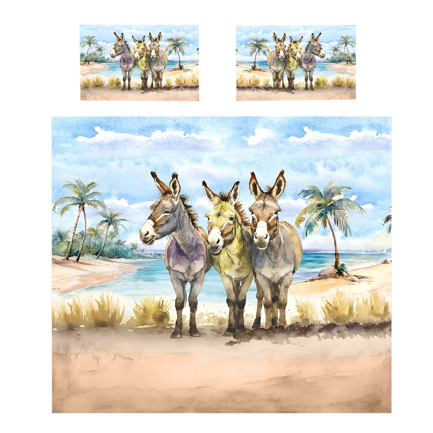 Donkeys On The Beach Duvet Cover Set