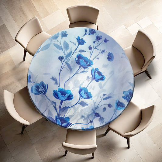 Dream in Indigo Silk Round Tablecloth