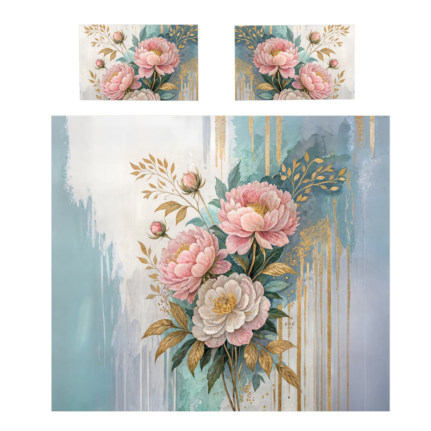 Drips of Fortune Peonies Duvet Cover Set