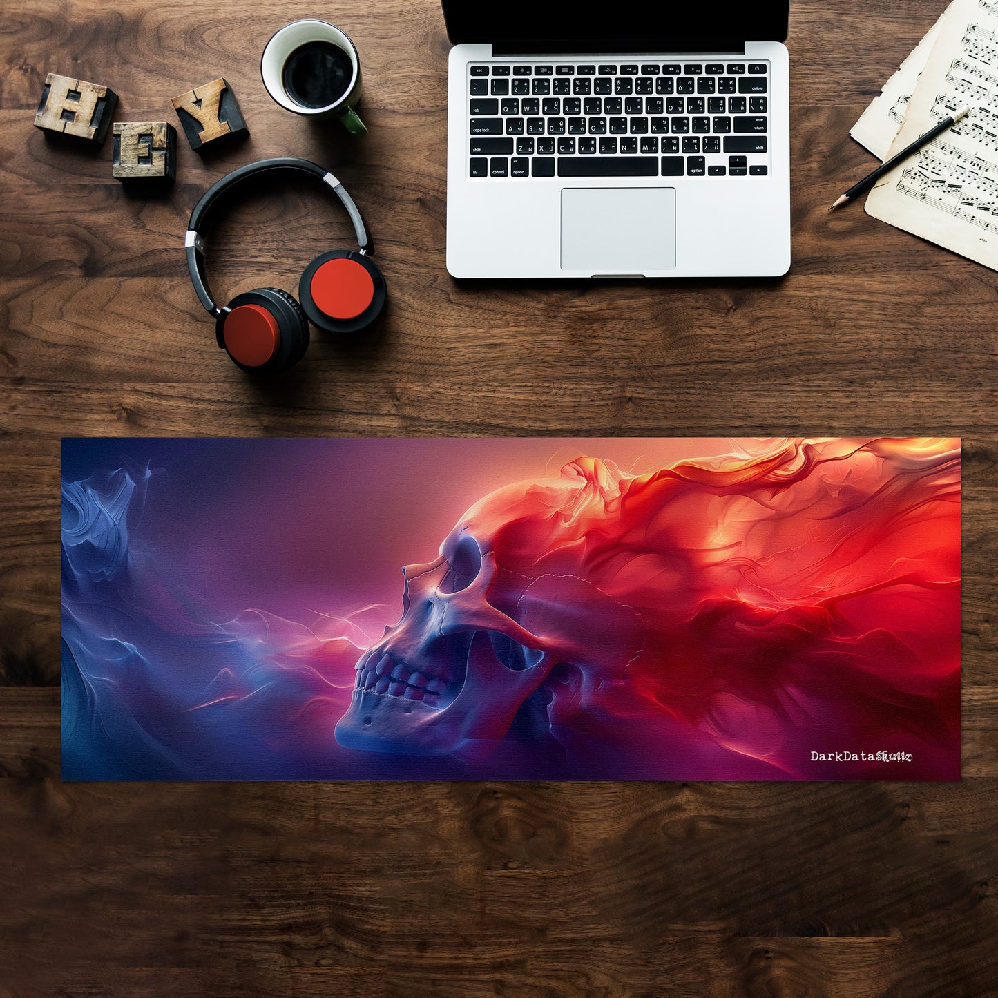Dusk Skull by Wikus Schalkwyk Large Desk Pad