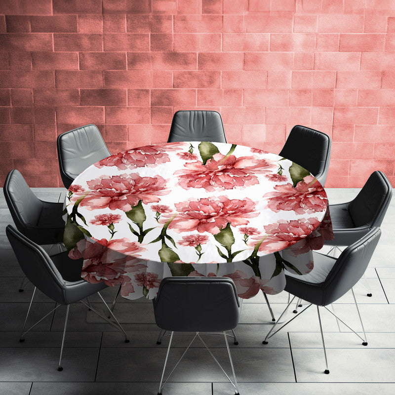 Dusky Red Flowers Round Tablecloth by Mark van Vuuren
