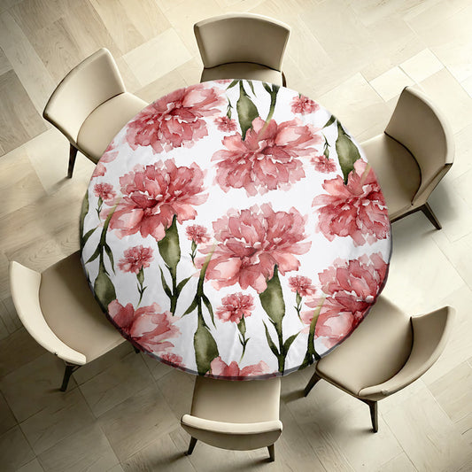 Dusky Red Flowers Round Tablecloth by Mark van Vuuren