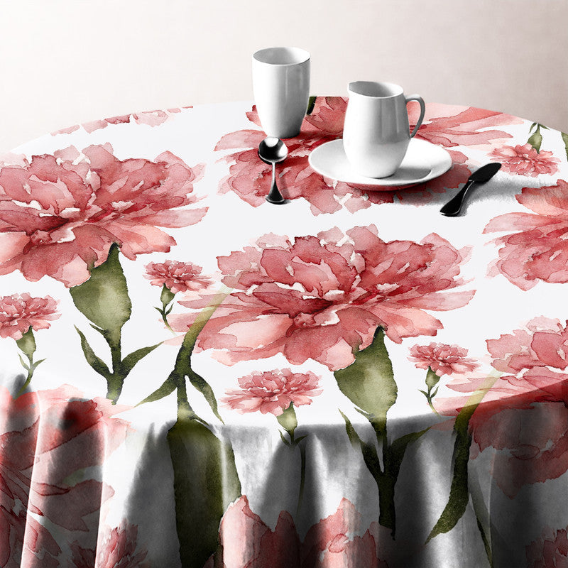 Dusky Red Flowers Round Tablecloth by Mark van Vuuren