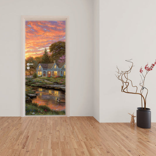 Early Evening on the Farm Door Decoupage