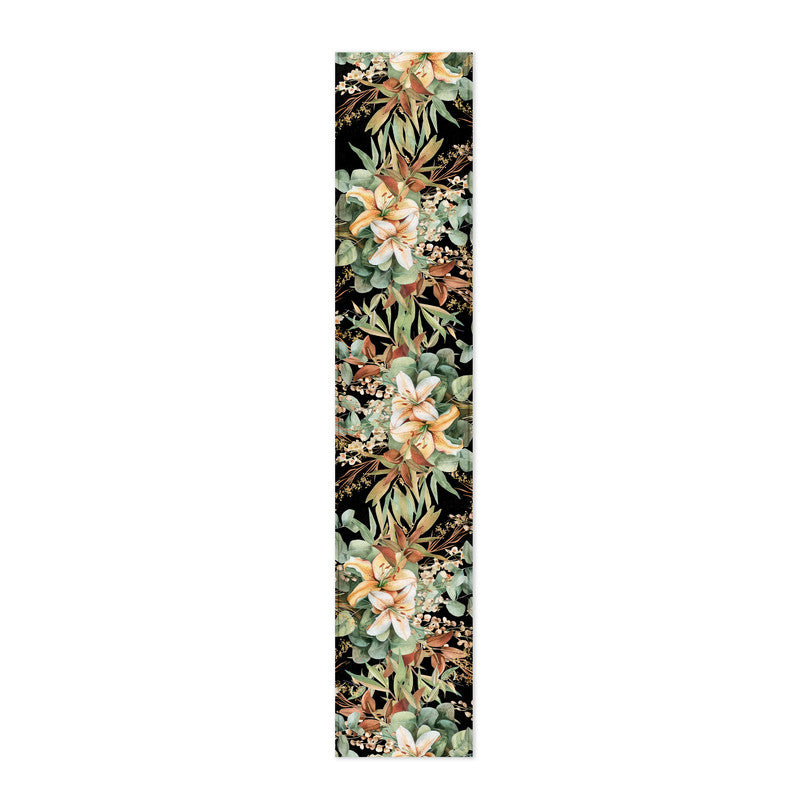 Earth Tone Flower Arrangement on Black Table Runner By Mark Van Vuuren