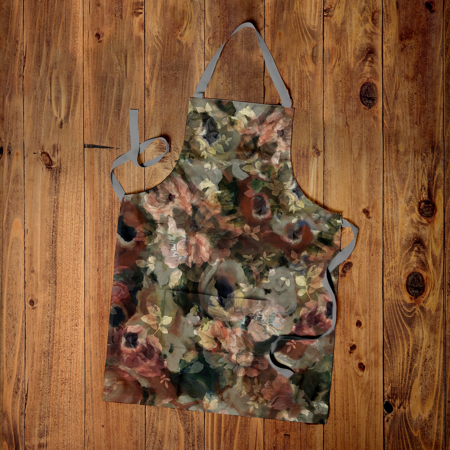 Earth Toned Florals Medium Length Apron By Mark Van Vuuren