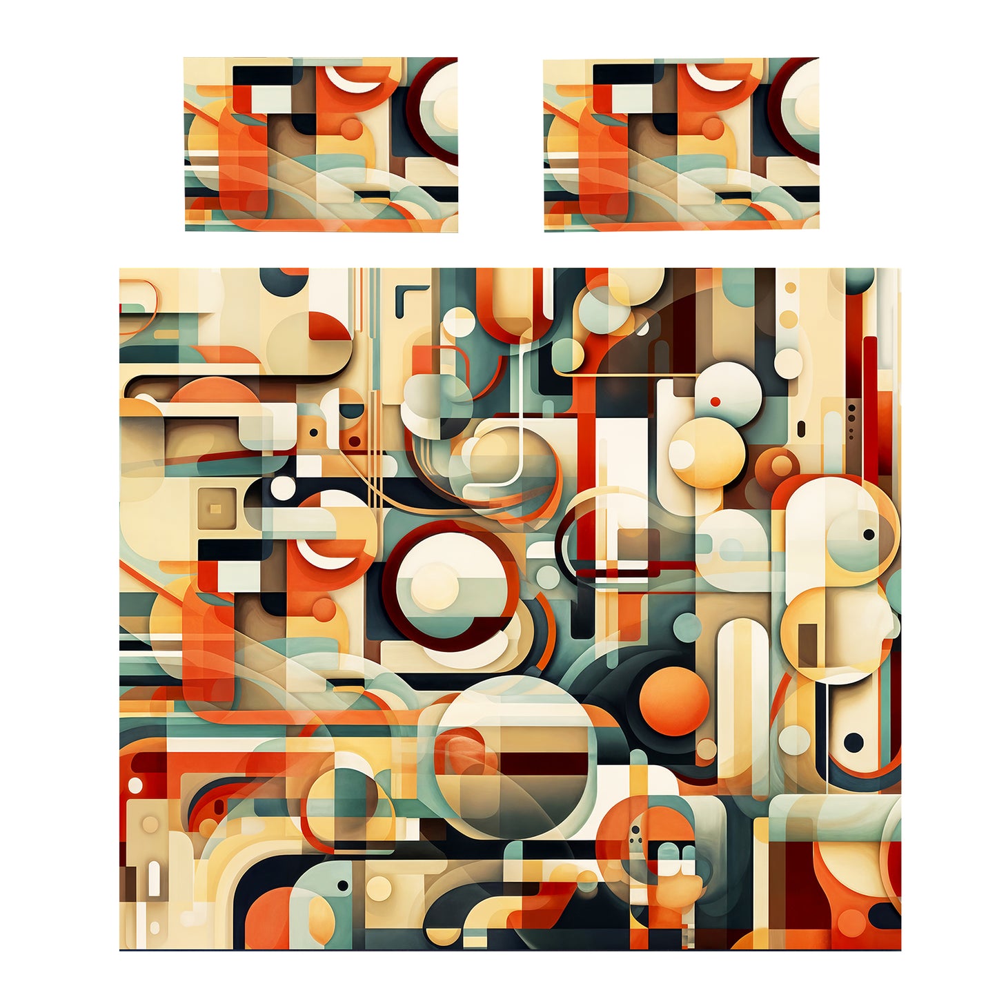 Earth Tones Cubist Reverie Duvet Cover Set