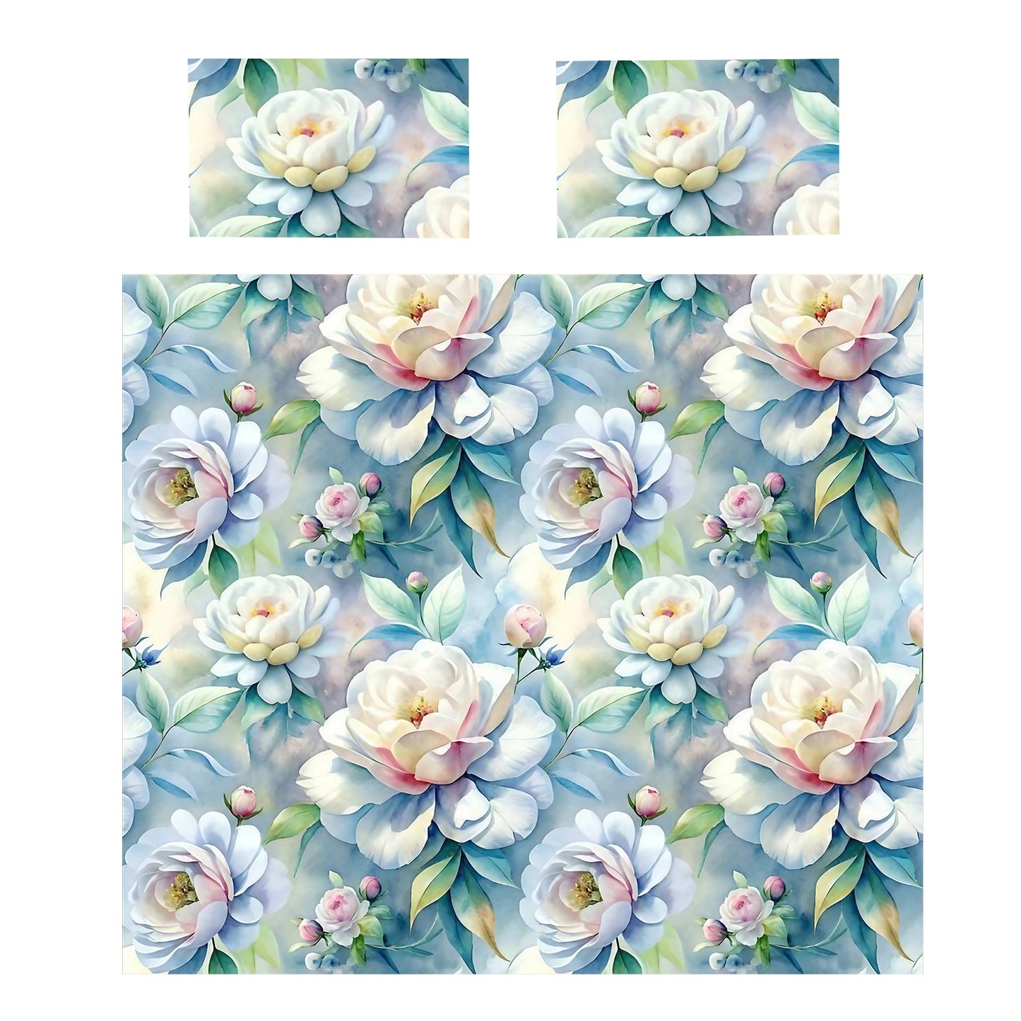 Elegant White Roses Duvet Cover Set