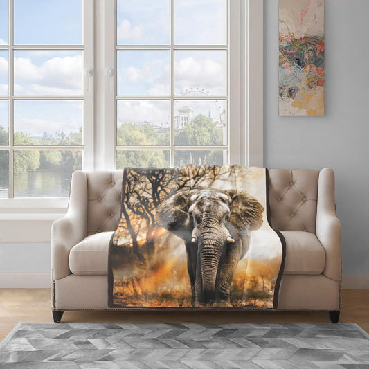 Elephant Sunset Light Weight Fleece