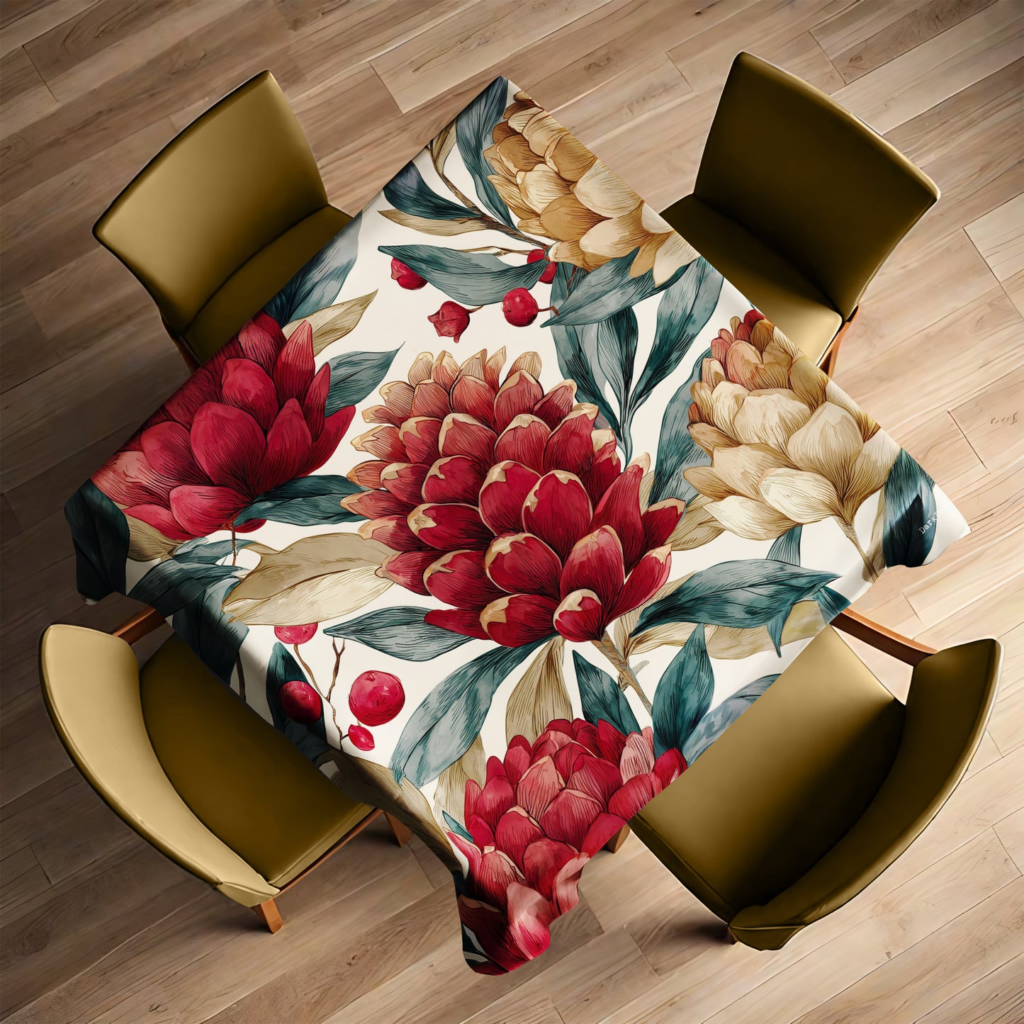 Ember Petal Bloom Square Tablecloth by Wikus Schalkwyk