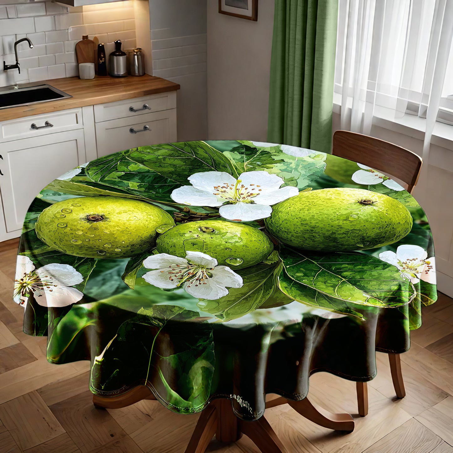 Emerald Bloom Round Tablecloth by Wikus Schalkwyk