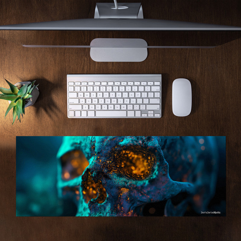 Ethereal Blue Skull Large Desk Pad by Wikus Schalkwyk