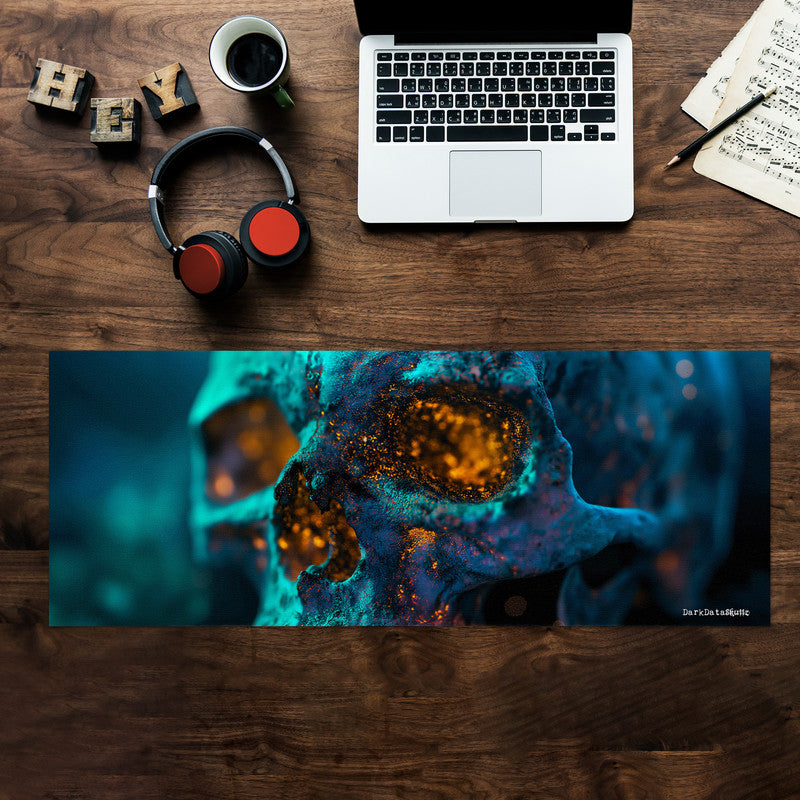 Ethereal Blue Skull Large Desk Pad by Wikus Schalkwyk