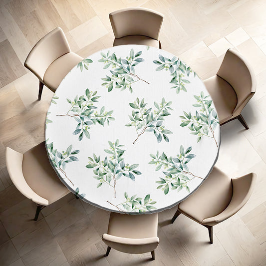 Eucalyptus on White Round Tablecloth by Mark van Vuuren