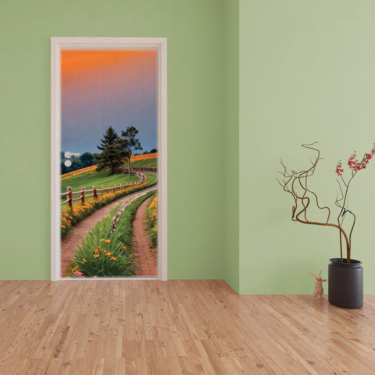 Evening on the Flowerfields Door Decoupage