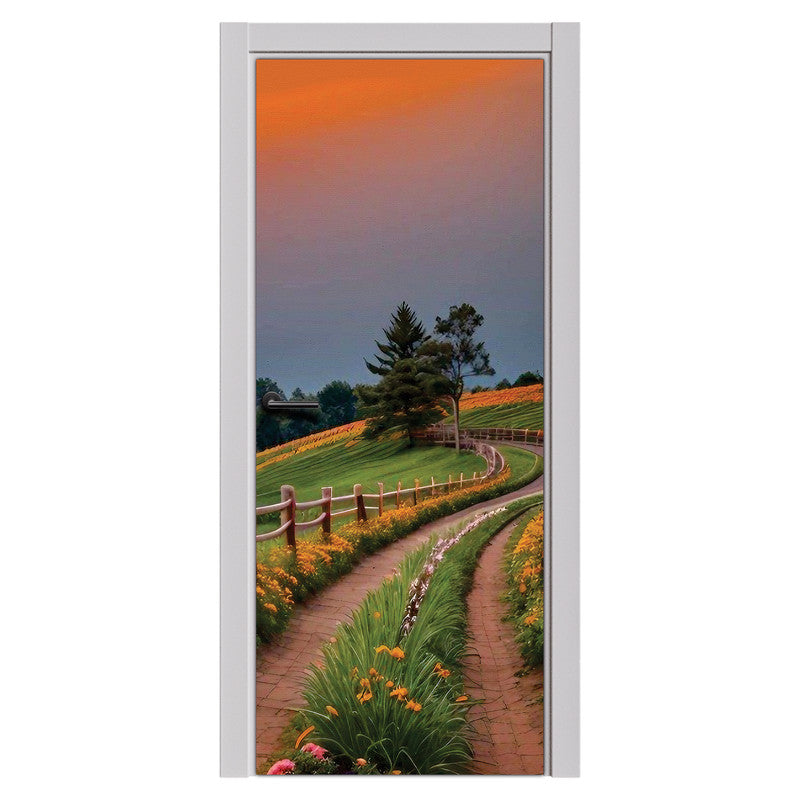 Evening on the Flowerfields Door Decoupage