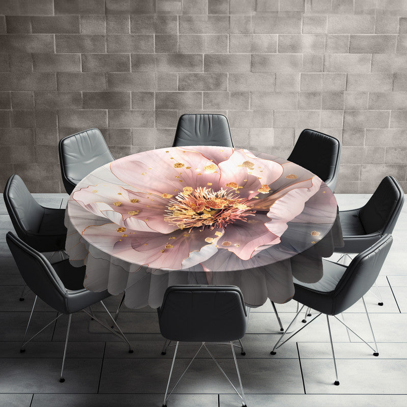 Exquisite Grey Rose Round Tablecloth