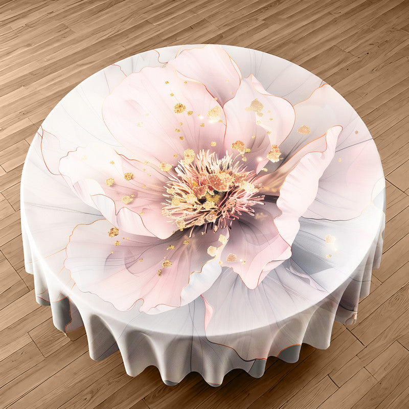 Exquisite Grey Rose Round Tablecloth