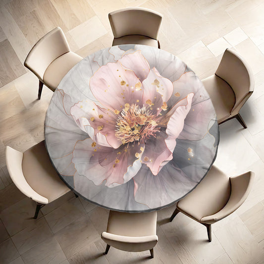 Exquisite Grey Rose Round Tablecloth