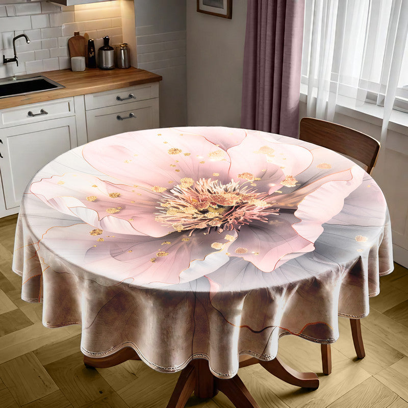 Exquisite Grey Rose Round Tablecloth