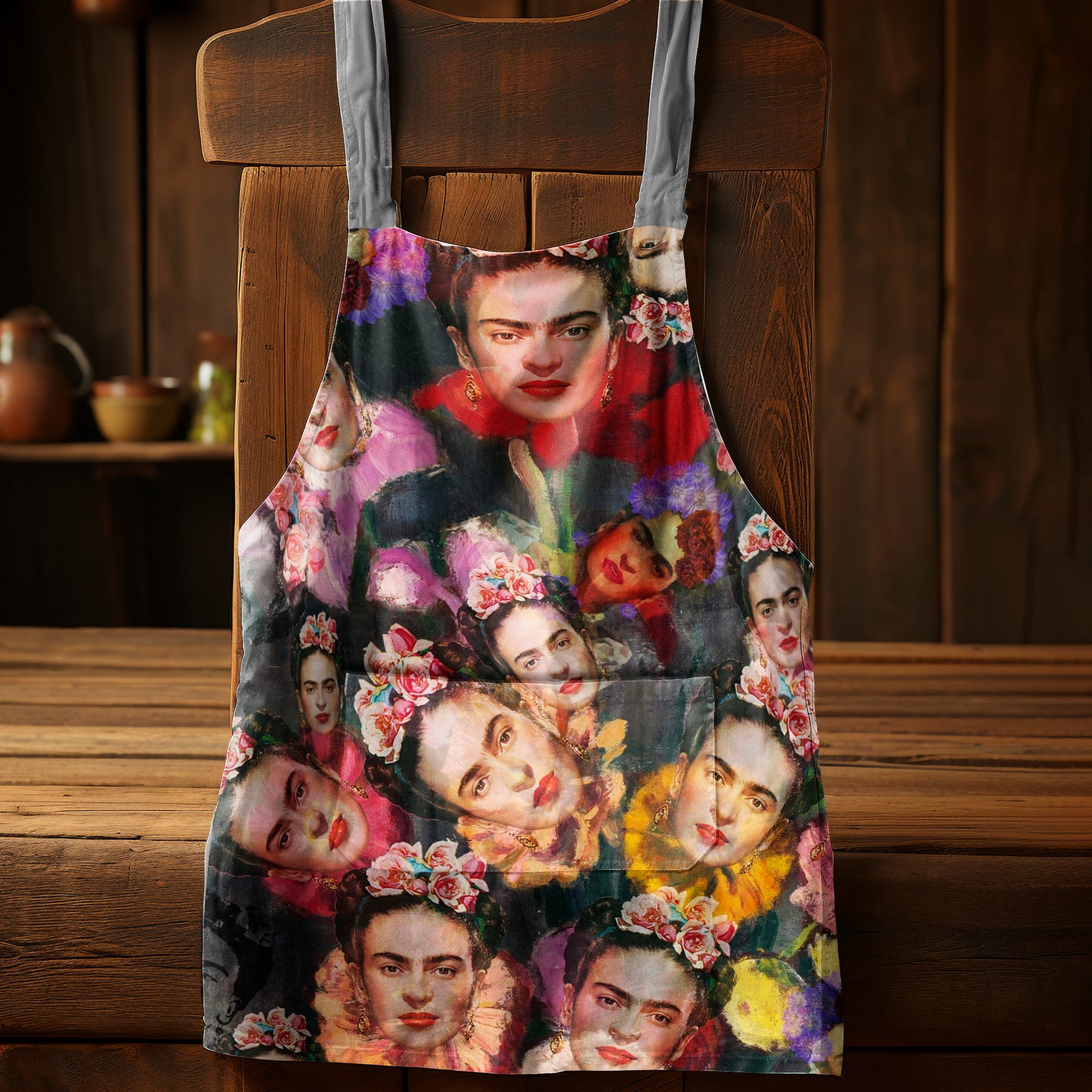 Frida Kahlo Faces Medium Length Apron By Mark Van Vuuren