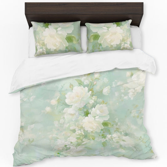 Faded Blooming Jade Duvet Cover Set
