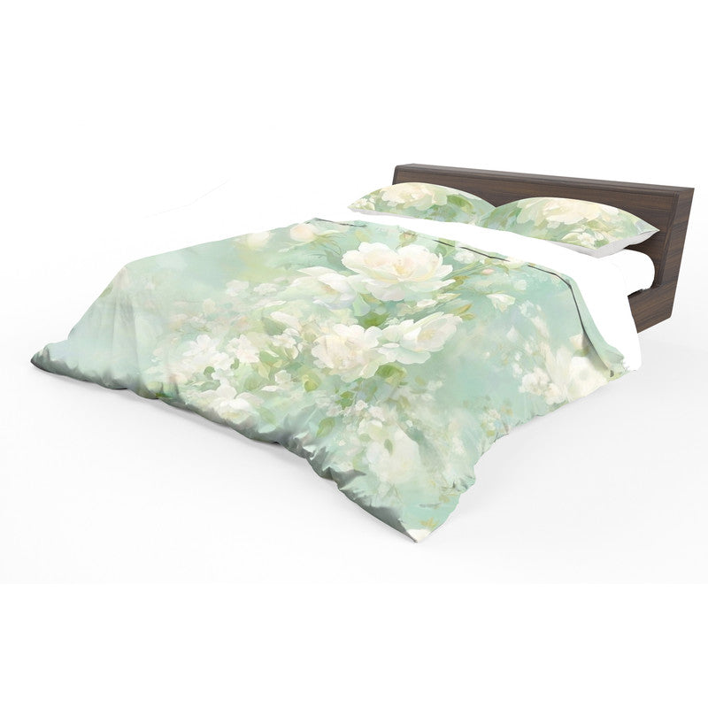 Faded Blooming Jade Duvet Cover Set