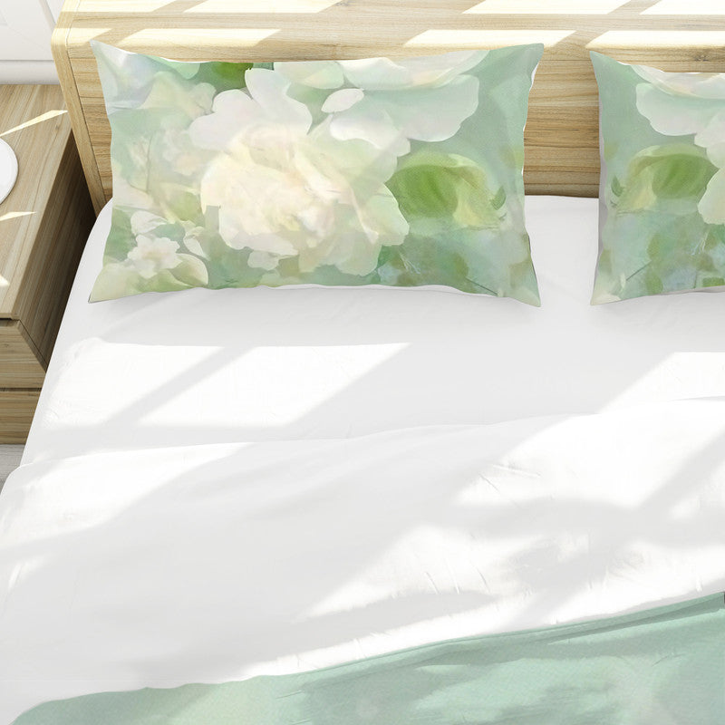 Faded Blooming Jade Duvet Cover Set