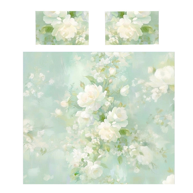 Faded Blooming Jade Duvet Cover Set