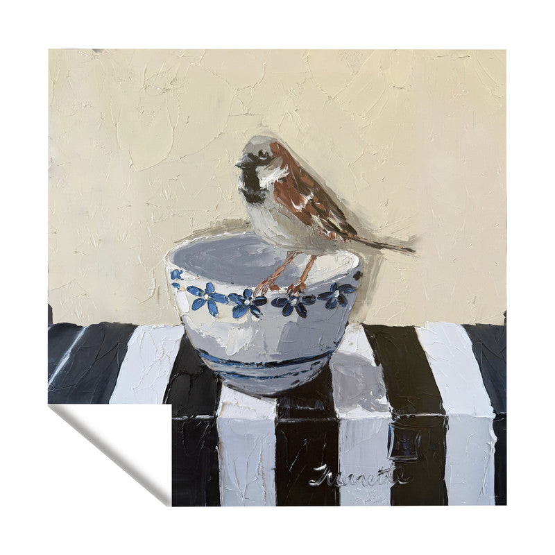 Feathers and Porcelain Square Tablecloth by Juanette Menderoi