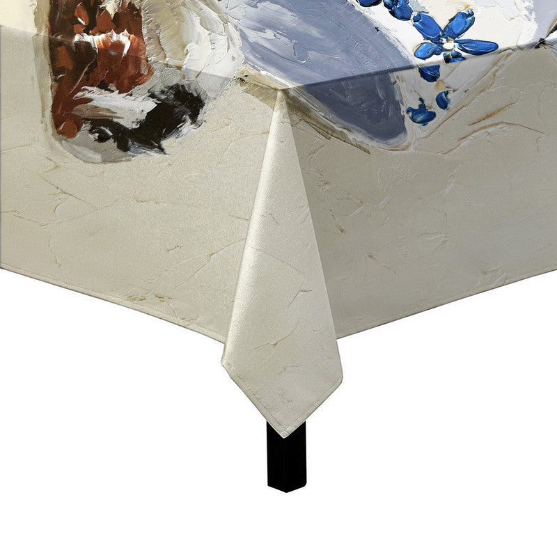 Feathers and Porcelain Square Tablecloth by Juanette Menderoi