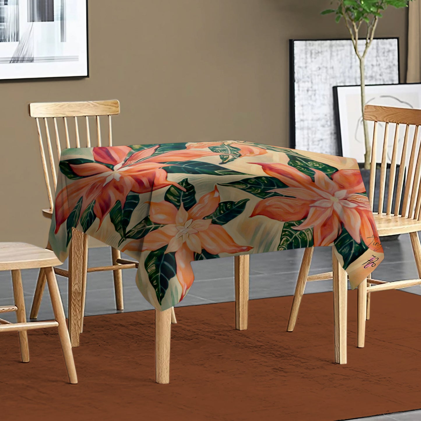 Vintage Poinsettias By Jinge for Fifo Square Tablecloth