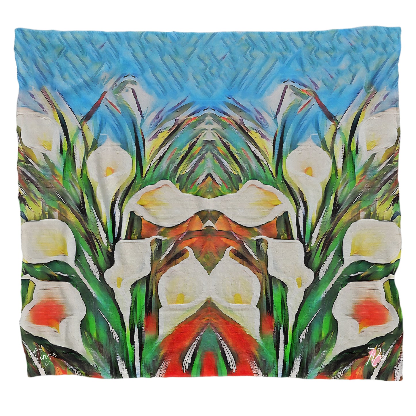 Arum Lilies Light Weight Fleece Blanket by Jinge for Fifo