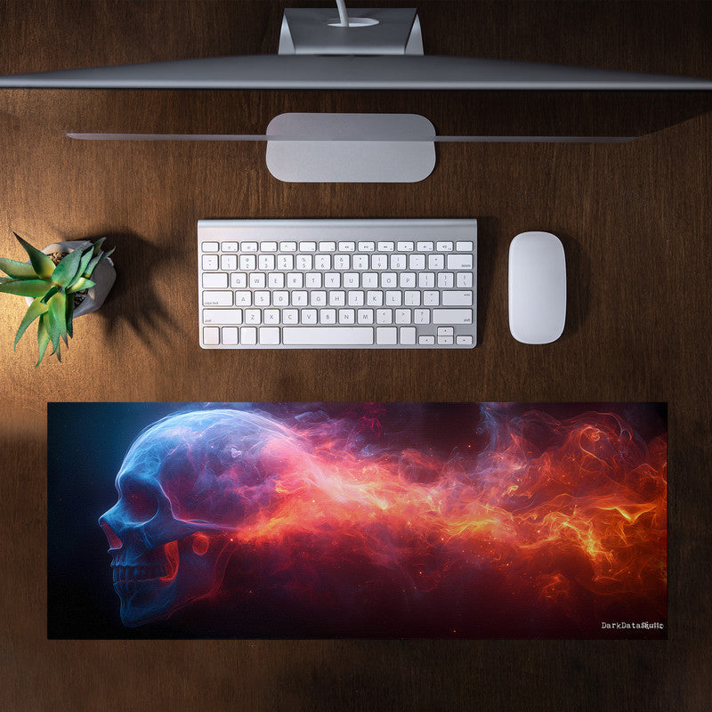 Flame of Bone Skull Large Desk Pad by Wikus Schalkwyk