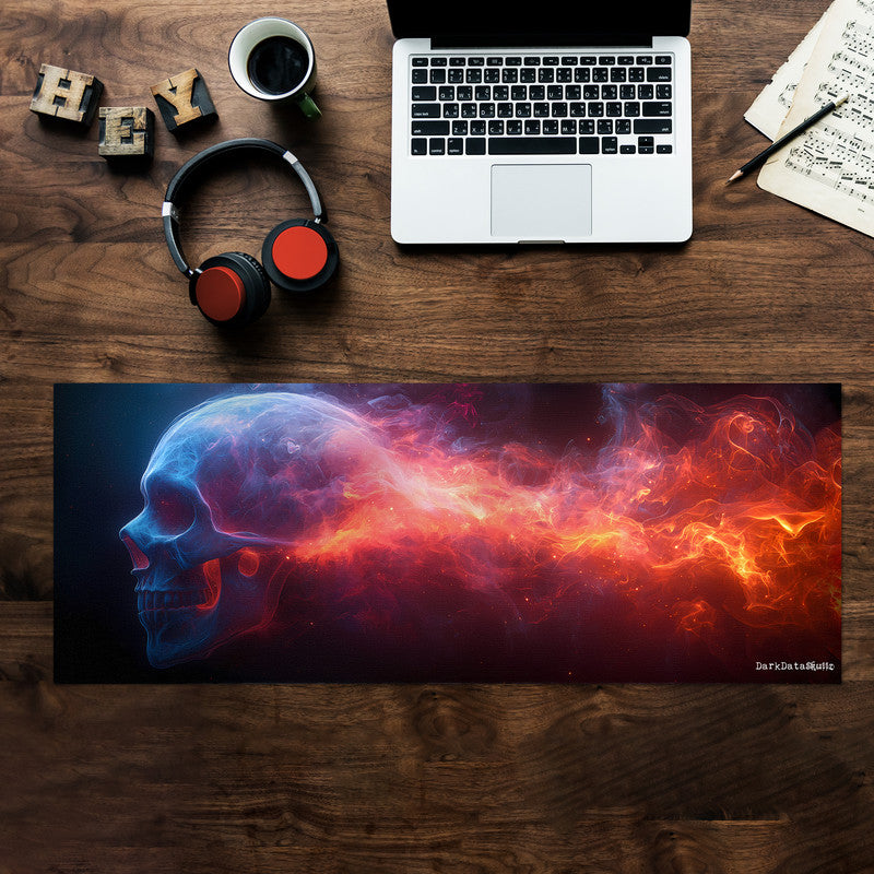 Flame of Bone Skull Large Desk Pad by Wikus Schalkwyk
