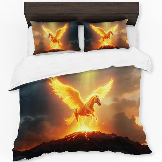 Flaming Pegasus Duvet Cover Set