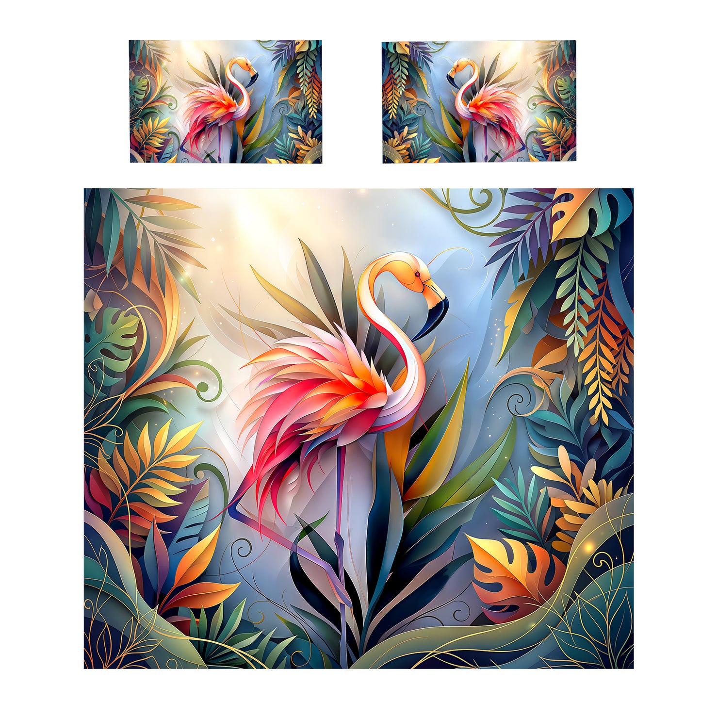 Flamingo Forest Duvet Cover Set