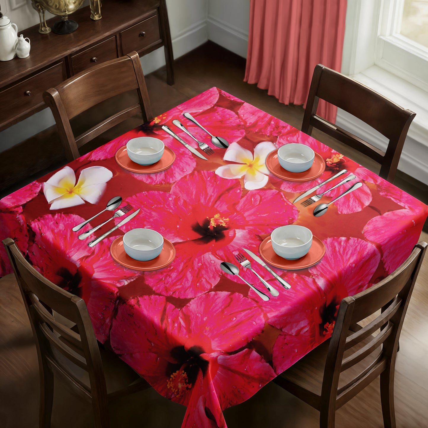 Floating Hibiscus Square Tablecloth