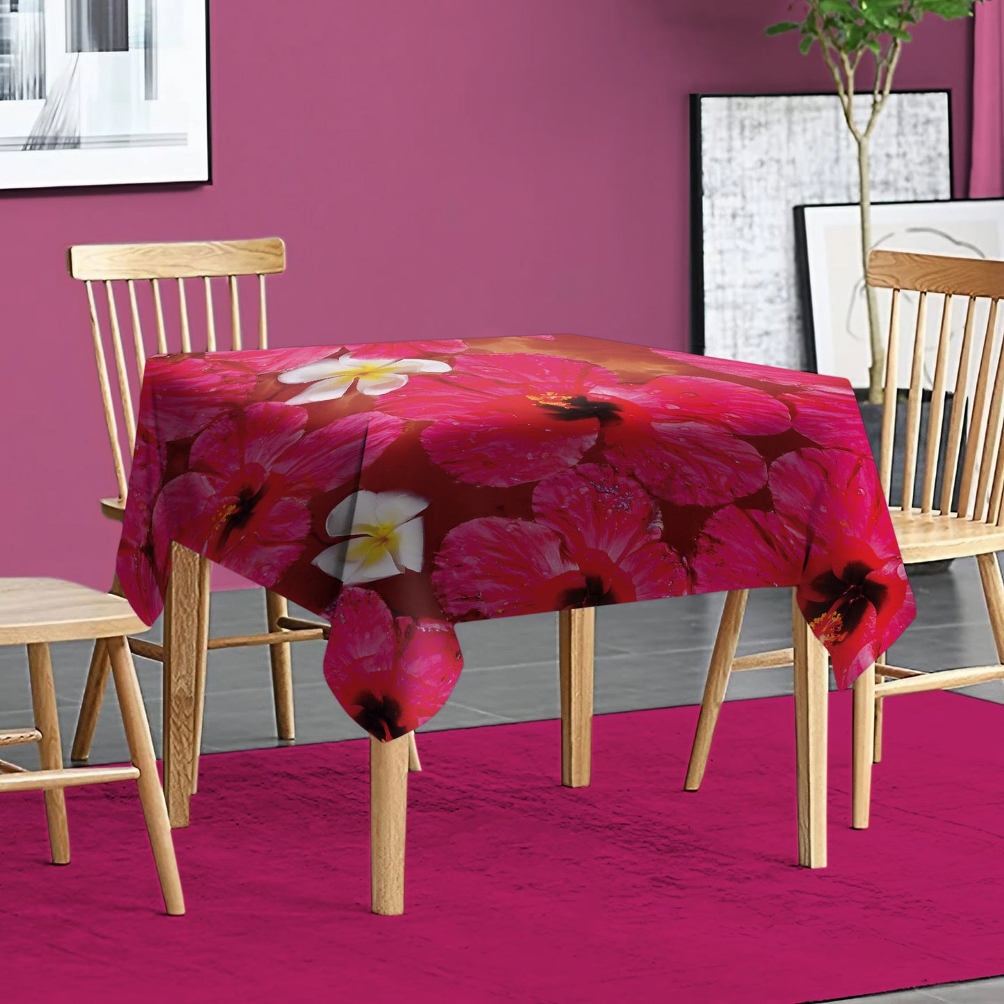 Floating Hibiscus Square Tablecloth