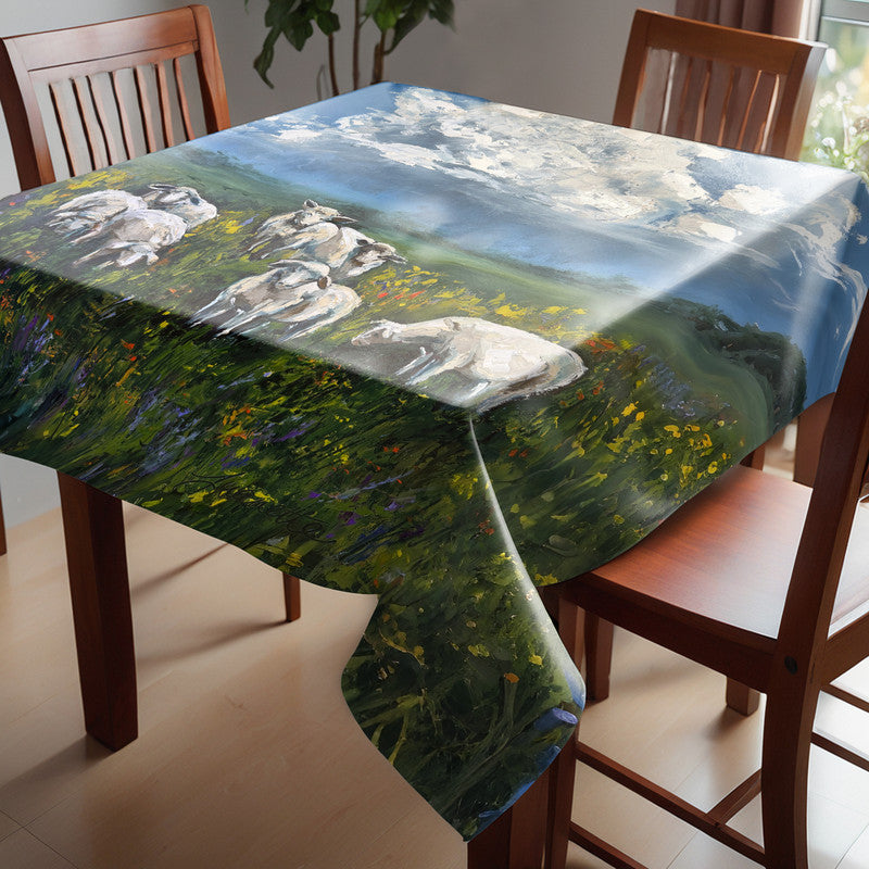 Flock Of Sheep Square Tablecloth by Juanette Menderoi