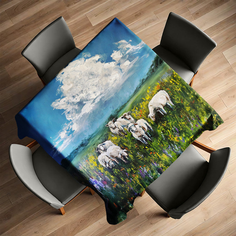Flock Of Sheep Square Tablecloth by Juanette Menderoi
