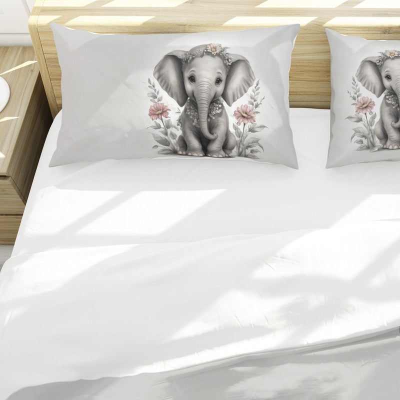 Floral Girl Elephant Baby By Nathan Pieterse Duvet Cover Set