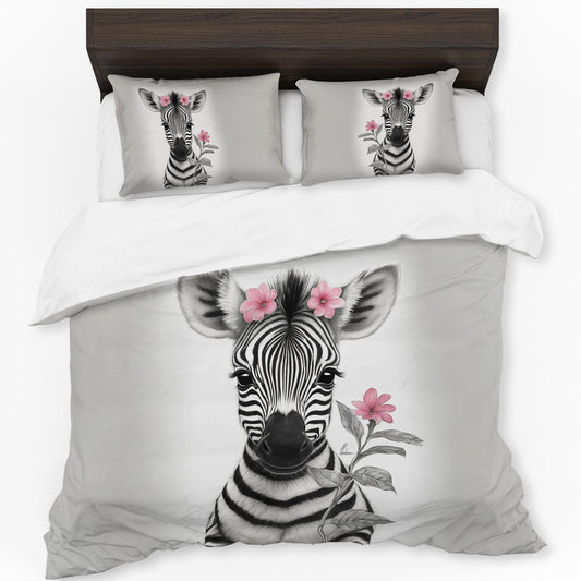 Floral Girl Zebra Baby By Nathan Pieterse Duvet Cover Set