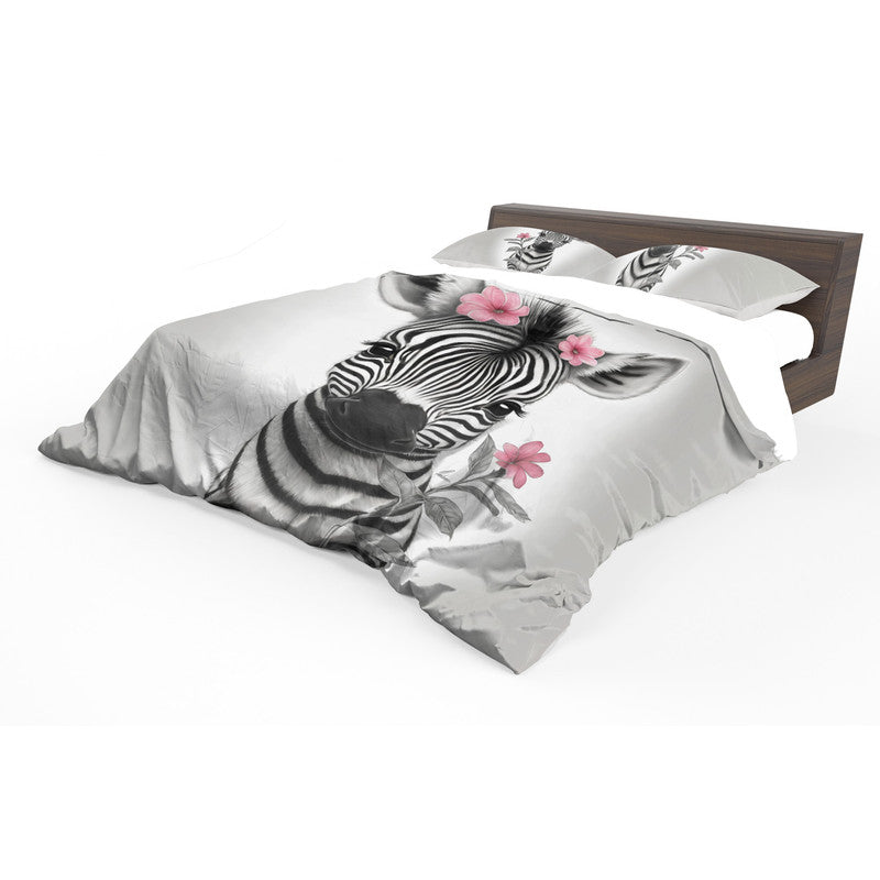 Floral Girl Zebra Baby By Nathan Pieterse Duvet Cover Set