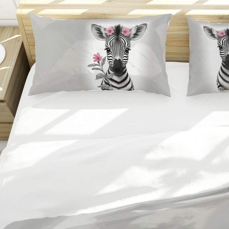 Floral Girl Zebra Baby By Nathan Pieterse Duvet Cover Set